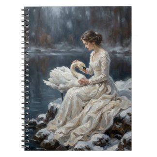 Schwanenjungfrau Winter See Romanze Fantasy Kunst Notizblock