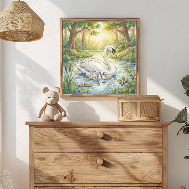 Schwanenmutter und Cygnets-Kinderstube Poster (Von Creator hochgeladen)