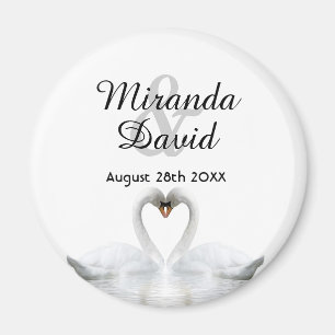 Schwanenpaar Namensmonogramm Hochzeit Magnet