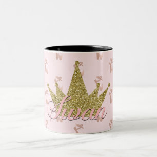 Schwanenprinzessin Ballettschuhe Gold Glitter Kron Zweifarbige Tasse