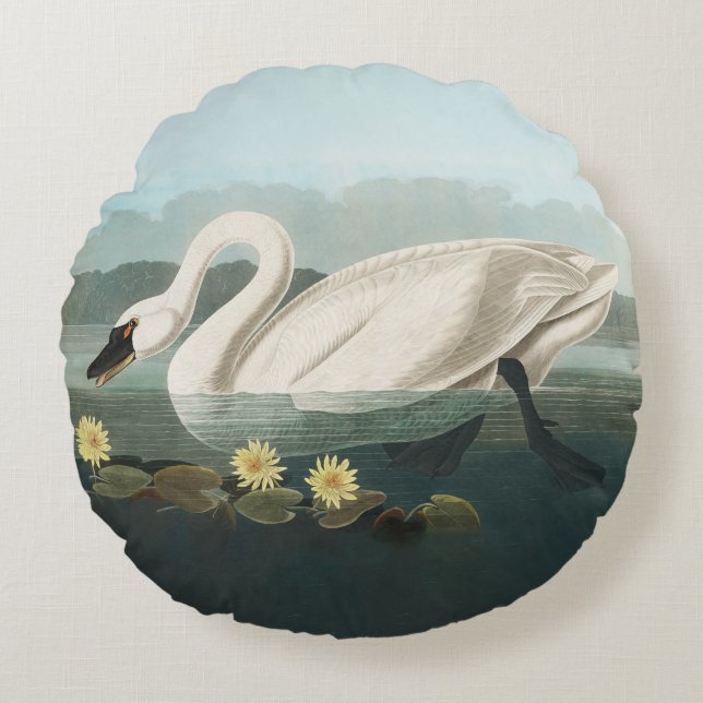 Schwanenschwäne Rundes Kissen (Vorderseite)