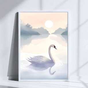 Schwanensee Aquarell luftige Leichtmalerei Poster