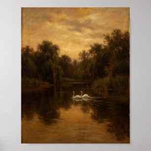 Schwanensee Romantische Landschaft II Poster