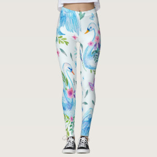 Schwanensee, Wasserfarbe niedlich nahtlos Muster. Leggings