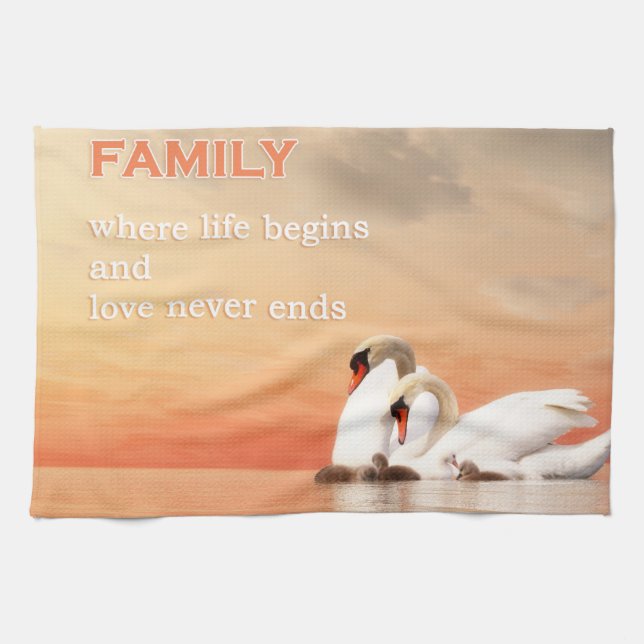 Schwanfamilie Geschirrtuch (Horizontal)