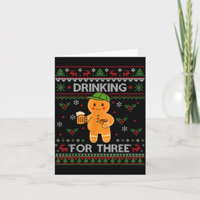 Schwanger! Trinken für Drei Schwangerschaftsankünd Karte (Vorderseite)