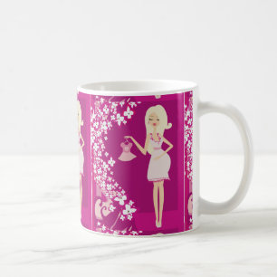 schwangere Blondine Kaffeetasse