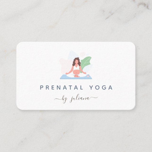 Schwangere Frau Yoga Instruktorin Minimalistisch B Visitenkarte (Vorderseite)