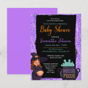 Schwangere Hexenmeister Halloween Baby Shower Cost Einladungspostkarte