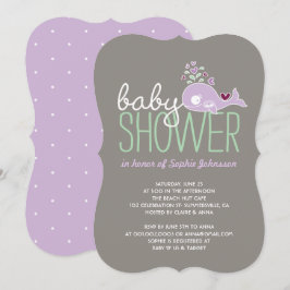 Schwangere Lilac Whale Twin Girls Baby Showeinladu Einladung