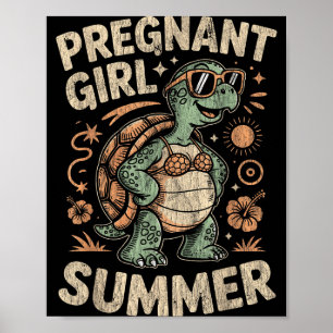 Schwangere Mädchen Sommer Schildkröte lustiger Str Poster