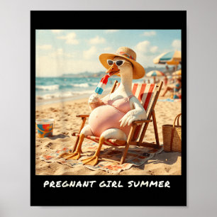 Schwangere Mädchen Sommergans Strand Poster