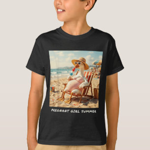 Schwangere Mädchen Sommergans Strand  T-Shirt