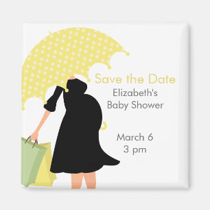 Schwangere Mama-Baby-Dusche {Gelb} Magnet