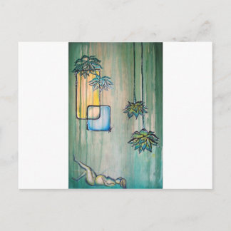 Schwangere mit Lotus-Blume Ankündigungspostkarte