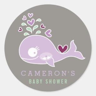 Schwangere Mutter Wal Zwillinge Baby Shower Aufkle Runder Aufkleber