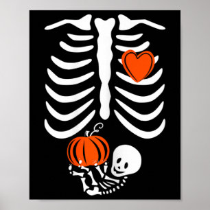 Schwangere Skelett-Mutter Halloween Schwangerschaf Poster