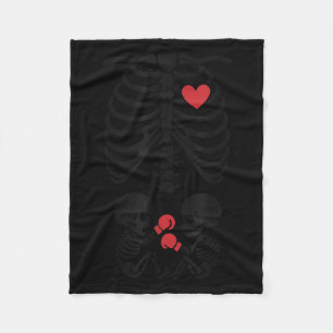 Schwangere Skelett-Zwillinge Halloween Skelett-Box Fleecedecke