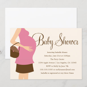 Schwangerer Bauch - rosa   Baby Shower Einladung