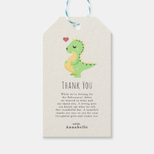Schwangerer Cute Dinosaur Baby Shower Dankeschön  Geschenkanhänger