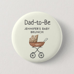 Schwangerer-Vater Antiker Weiden-Babywagen Shower/ Button