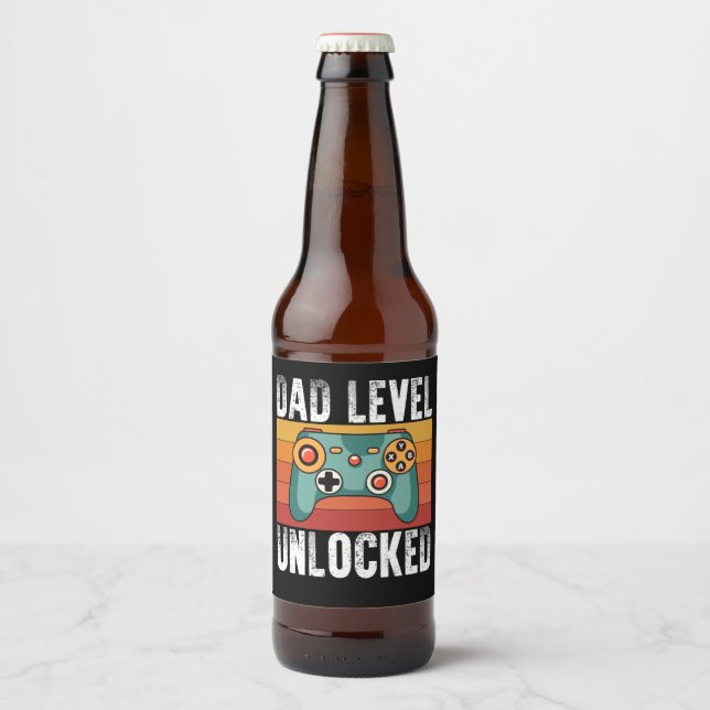 Schwangerschaft Ankündigung Vater Level Entsperrt  Bierflaschenetikett (Vorderseite)