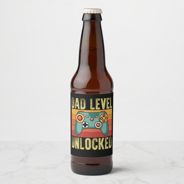 Schwangerschaft Ankündigung Vater Level Entsperrt  Bierflaschenetikett (Vorderseite)