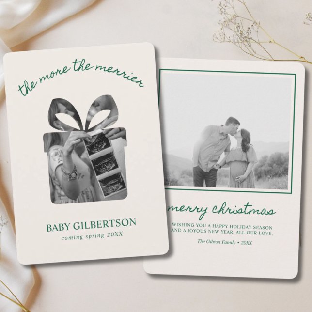 Schwangerschaft Ankündigung Weihnachtskarte Modern (Pregnancy Announcement Christmas Card Modern Green
)