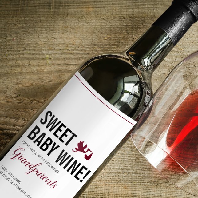 Schwangerschaft Baby Ankündigung Großeltern zu sei Weinetikett (Von Creator hochgeladen)