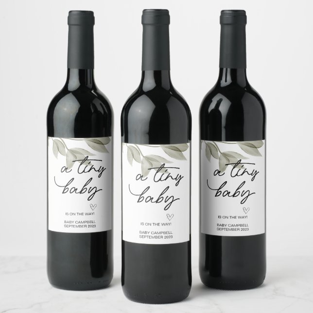 Schwangerschaft Baby Ankündigung winzige Baby-Mama Weinetikett (Flaschen)