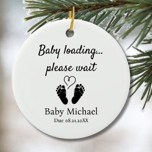 Schwangerschaft bekannt geben Baby lädt Bitte wart Keramik Ornament