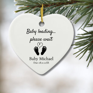 Schwangerschaft bekannt geben Baby lädt Bitte wart Keramik Ornament