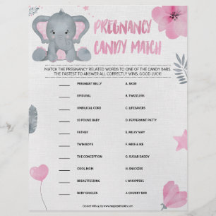 Schwangerschaft Candy Match [Baby Elephant [Pink] Briefbogen
