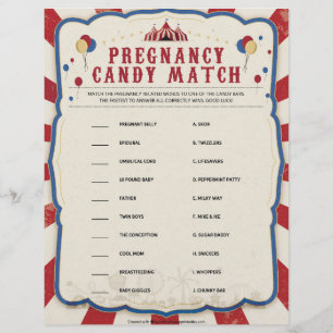 Schwangerschaft Candy Match [Thema Zirkus] Briefbogen