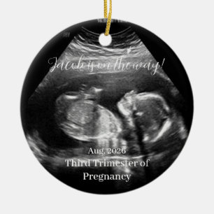 Schwangerschaft Ecosonogramm Familienfoto Weihnach Keramik Ornament