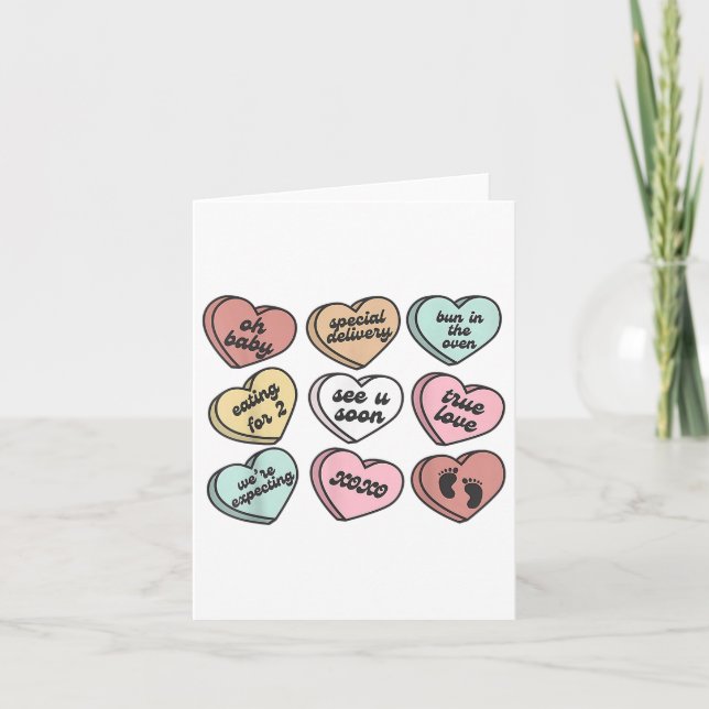 Schwangerschaft Junge Mutter Candy Heart Niedlich  Karte (Vorderseite)