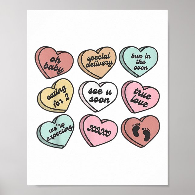 Schwangerschaft Junge Mutter Candy Heart Niedlich  Poster (Vorne)