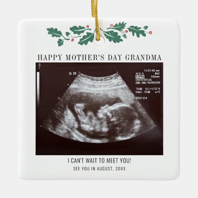 Schwangerschaft Mutterschaft Ultrasound Foto Oma Keramikornament (Vorderseite)