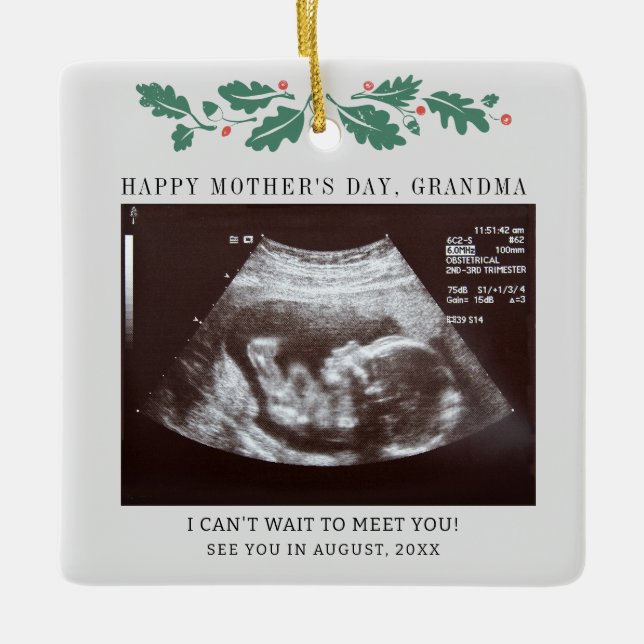 Schwangerschaft Mutterschaft Ultrasound Oma Keramikornament (Vorderseite)