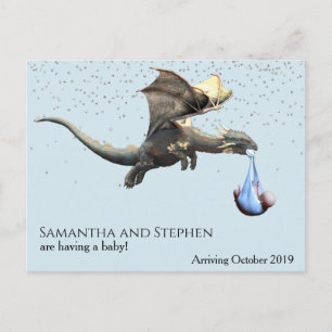 Schwangerschaft Neue Baby Ankunft Drachen Storch Postkarte
