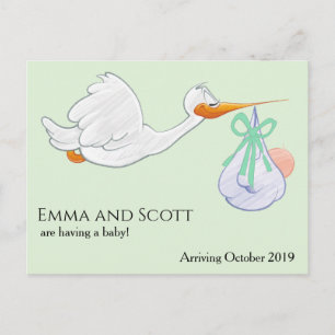 Schwangerschaft Neugeborenes Ankunft Storch Cute Postkarte