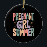 Schwangerschaft Reveal Schwangere Mädchen Sommer B Keramik Ornament<br><div class="desc">Schwangerschaft Reveal Schwangere Mädchen Sommer Baby Dusche</div>
