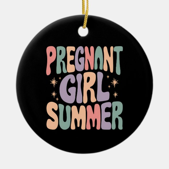 Schwangerschaft Reveal Schwangere Mädchen Sommer B Keramik Ornament (Vorne)