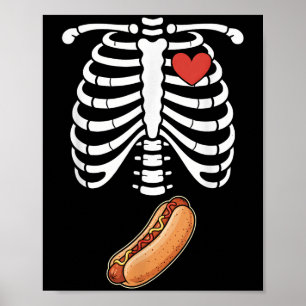 Schwangerschaft Skelett Hotdog Bauchstoß Rippenkäf Poster