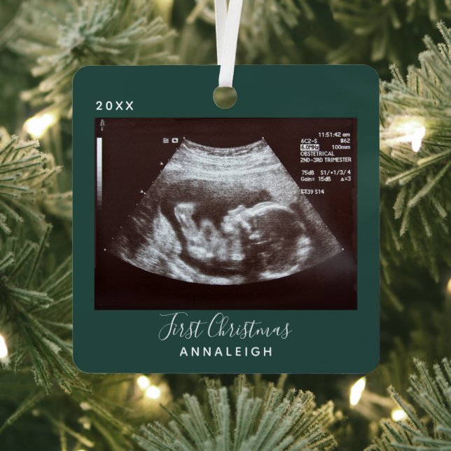 Schwangerschaft Ultrasound Foto Erster Weihnachtsf Ornament Aus Metall (InSitu)