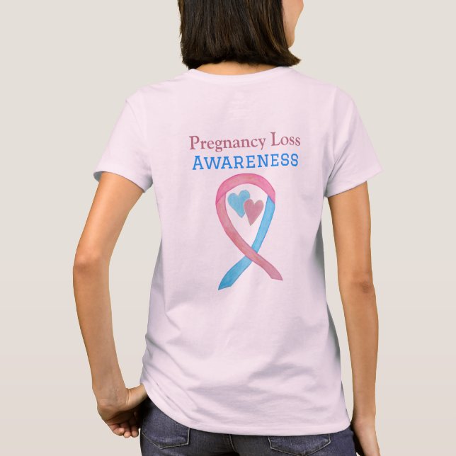 Schwangerschaft Verlust Bewusstsein Ribbon Herz Sh T-Shirt (Rückseite)
