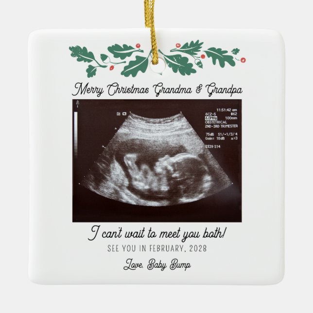 Schwangerschaft Weihnachtsbaumdekor Ultrasound Keramikornament (Vorderseite)