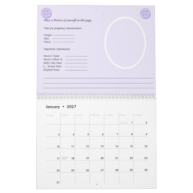 Schwangerschafts-Kalender Kalender (Jan 2027)