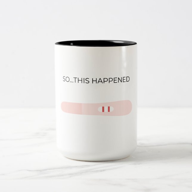 Schwangerschafts-Mitteilung für Freunde und Zweifarbige Tasse (Mittel)