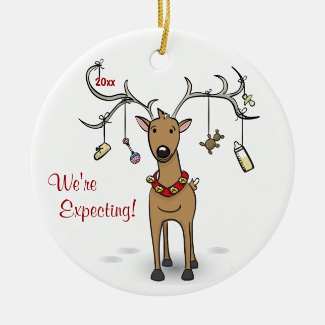 Schwangerschafts-Weihnachtsverzierung - Keramik Ornament (Vorne)